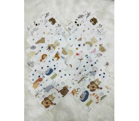 12’li Desenli Müslin Bebek Ağız Mendili %100 Pamuk 20*20 cm Oeko-teks Sertifikalı